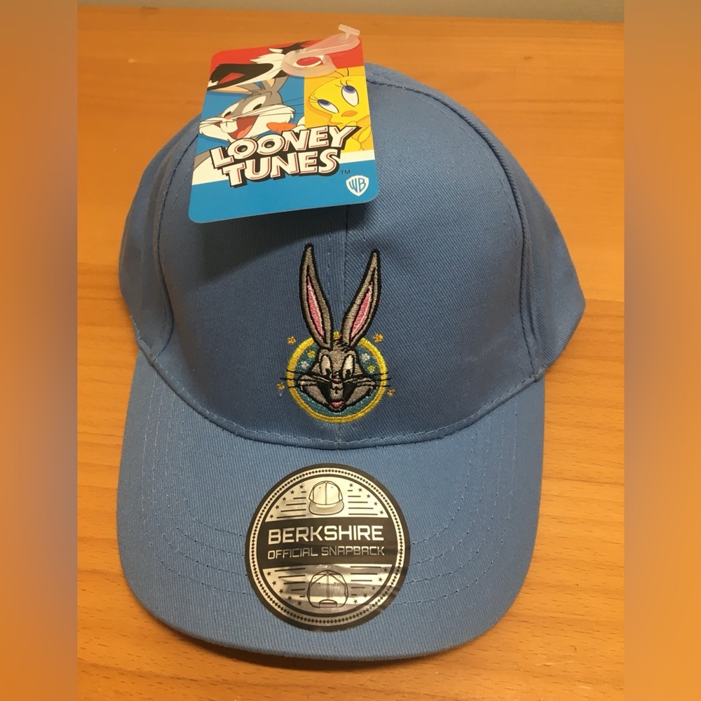 Bugs Bunny Girls Hat Looney Tunes Embroidered Light Blue Snap Back Ball Cap NEW